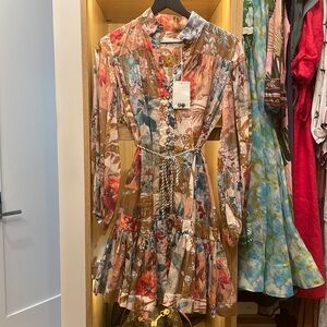 Zimmermann Cassia Drop Waist Mini Dress Sz 1 (4-6)